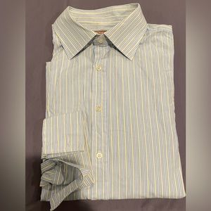 Thomas Pink French cuff shirt 16.5 blue / yellow stripe